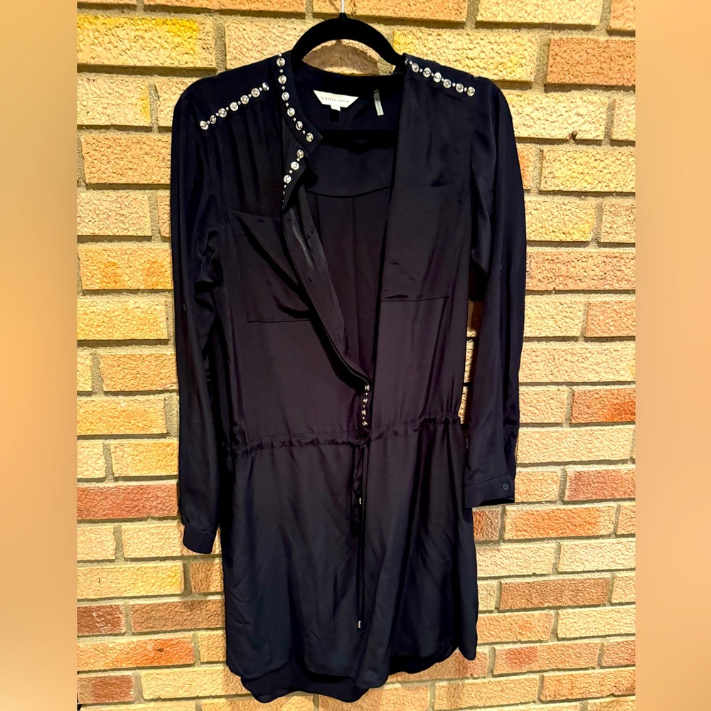 Rebecca Taylor, black with metal grommets. Silk, drawstring waist. Size 4.